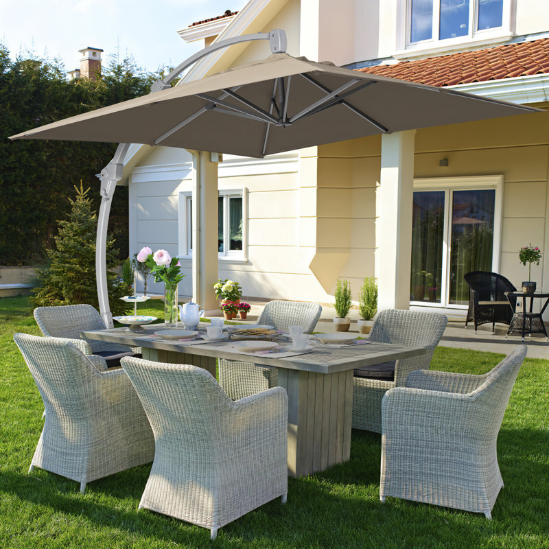 Crescent Shaped Stand with Rectangular Cantilever Umbrella