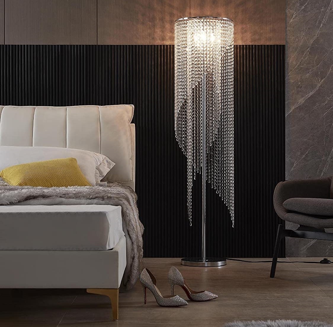 Crystal Floor Lamp With Long Strands