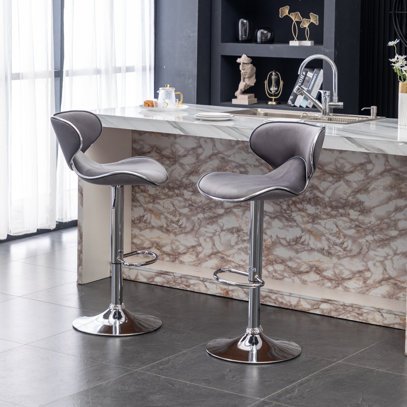 Curved Funky Bar Stools with Back