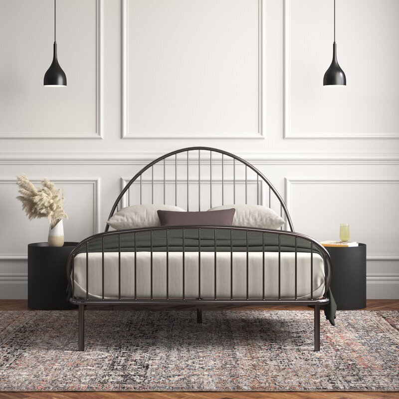 Curved Iron Bed With Wood Slats