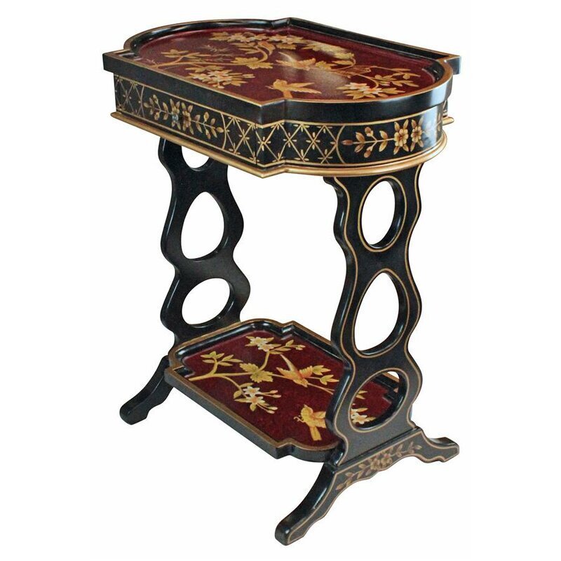 Curved Oriental End Table