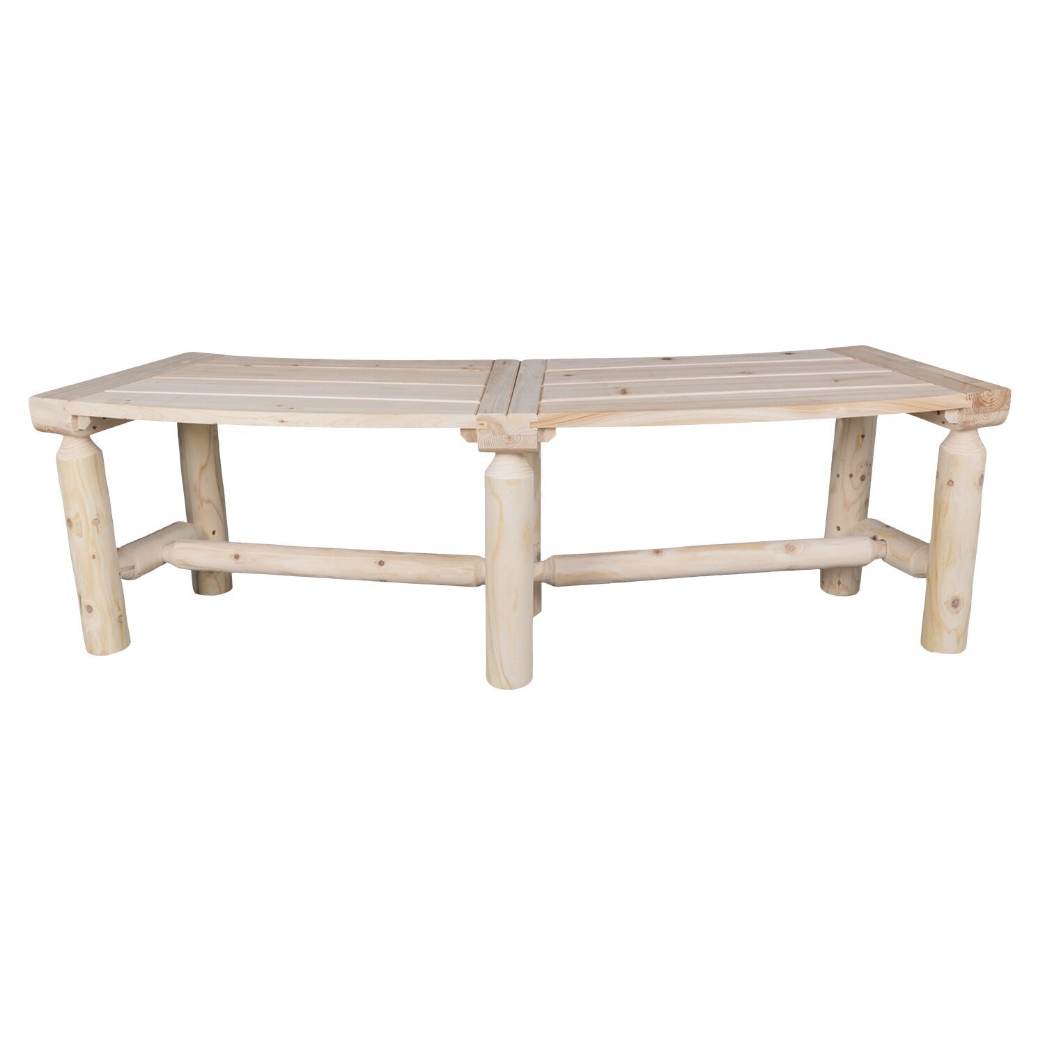 Curved Rustic Wooden Outdoor Bench