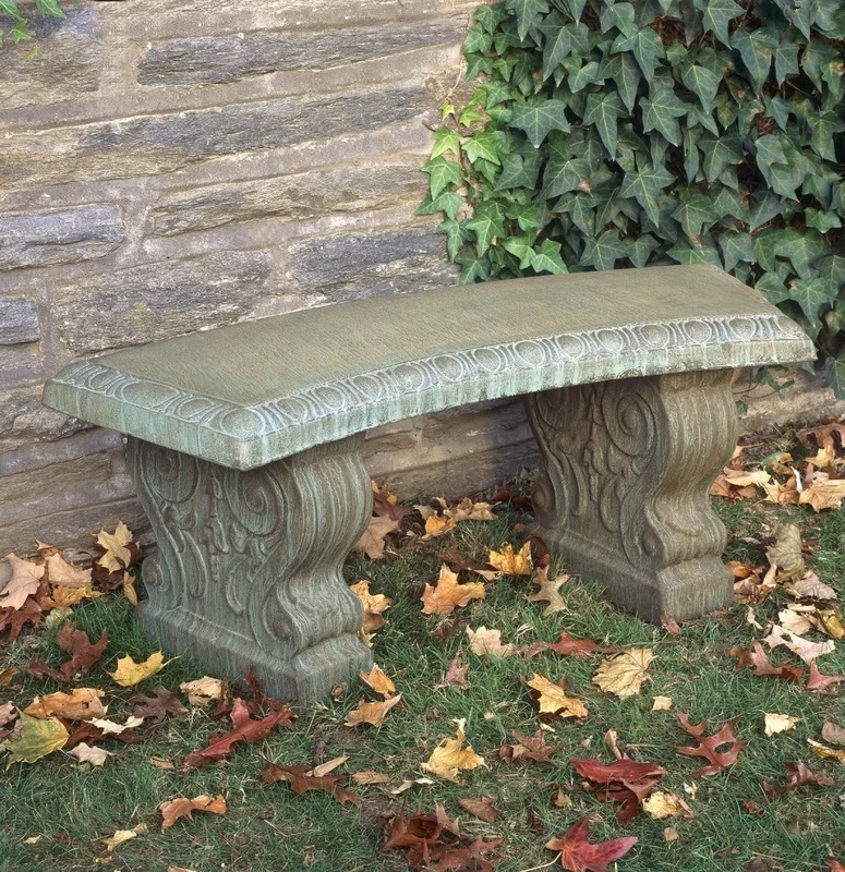 Curved Stone Outdoor Bench