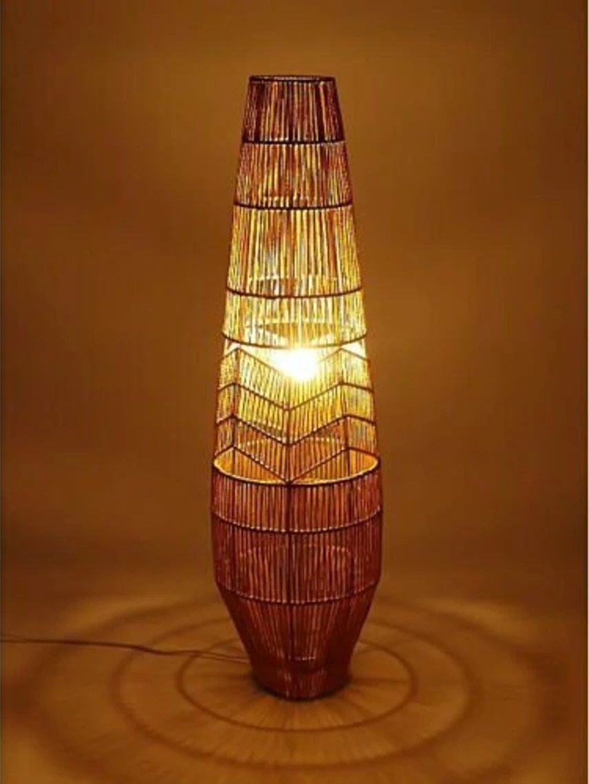 Cylindrical Wicker Floor Lamp