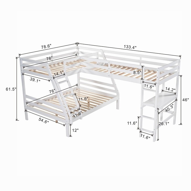 Danon Twin Over Full L-Shaped Bunk Beds with Built-in-Desk by Harriet Bee