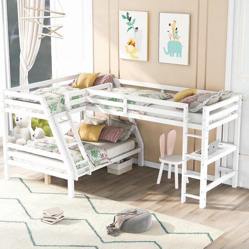 Danon Twin Over Full L-Shaped Bunk Beds with Built-in-Desk by Harriet Bee