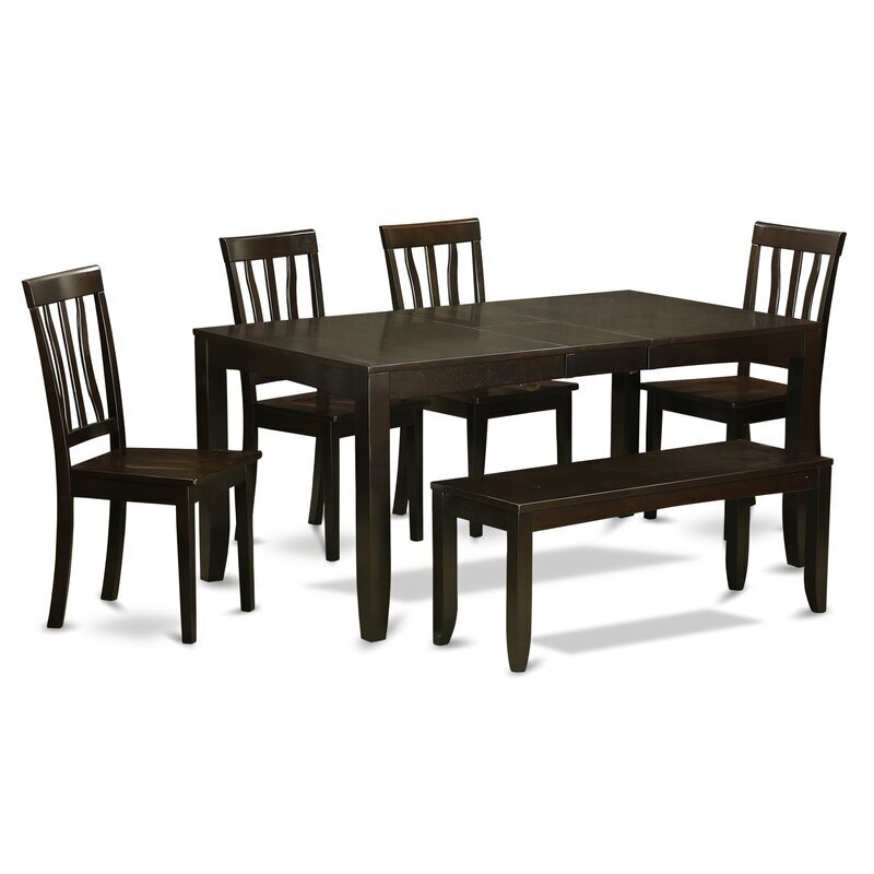 Dark and Bold Table with Matching Dining Chairs and Bench