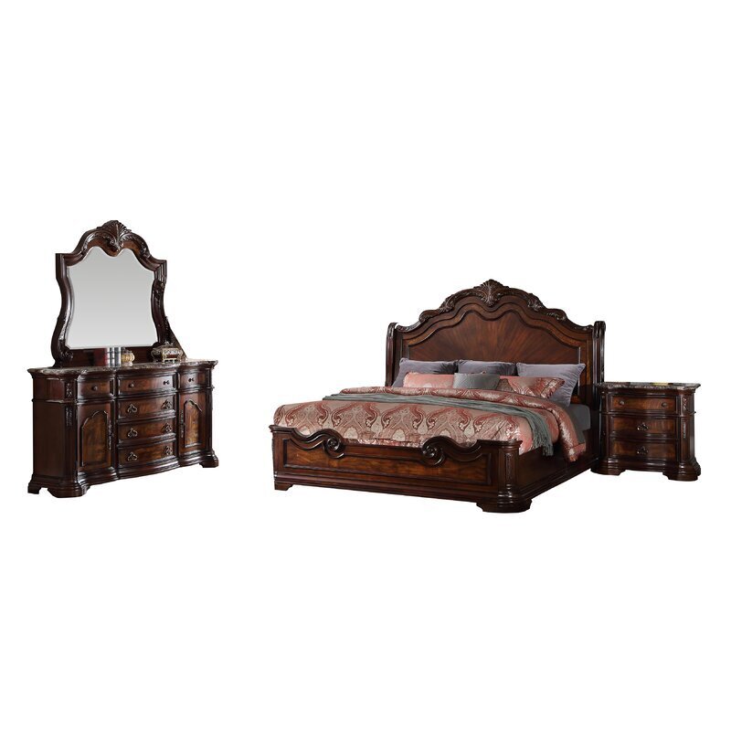 Dark brown solid wood pulaski bedroom set