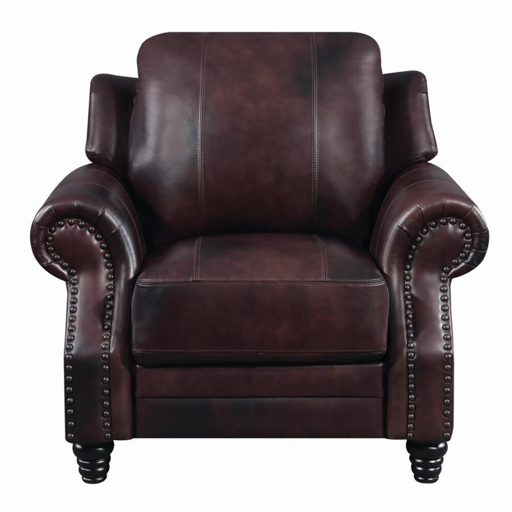 Dark Red Leather Recliner With Wing Back
