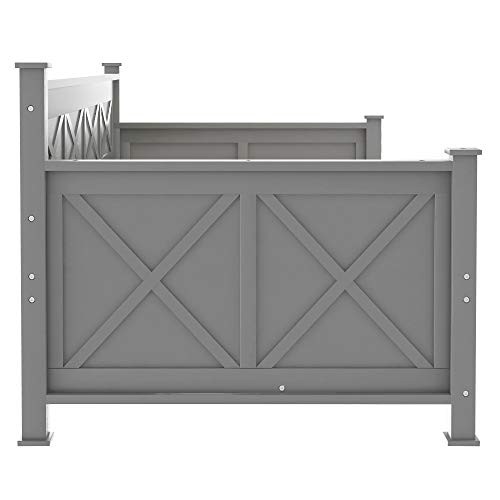 Daybed with Drawers, Wood Storage Daybed with 2 Storage Drawers, Wooden Platform Bed Great for Kids Guests Sleepovers, Gray