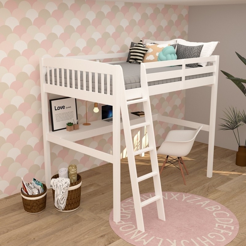 Daylin Solid Wood Platform Loft Bed with Built-in-Desk by Harriet Bee
