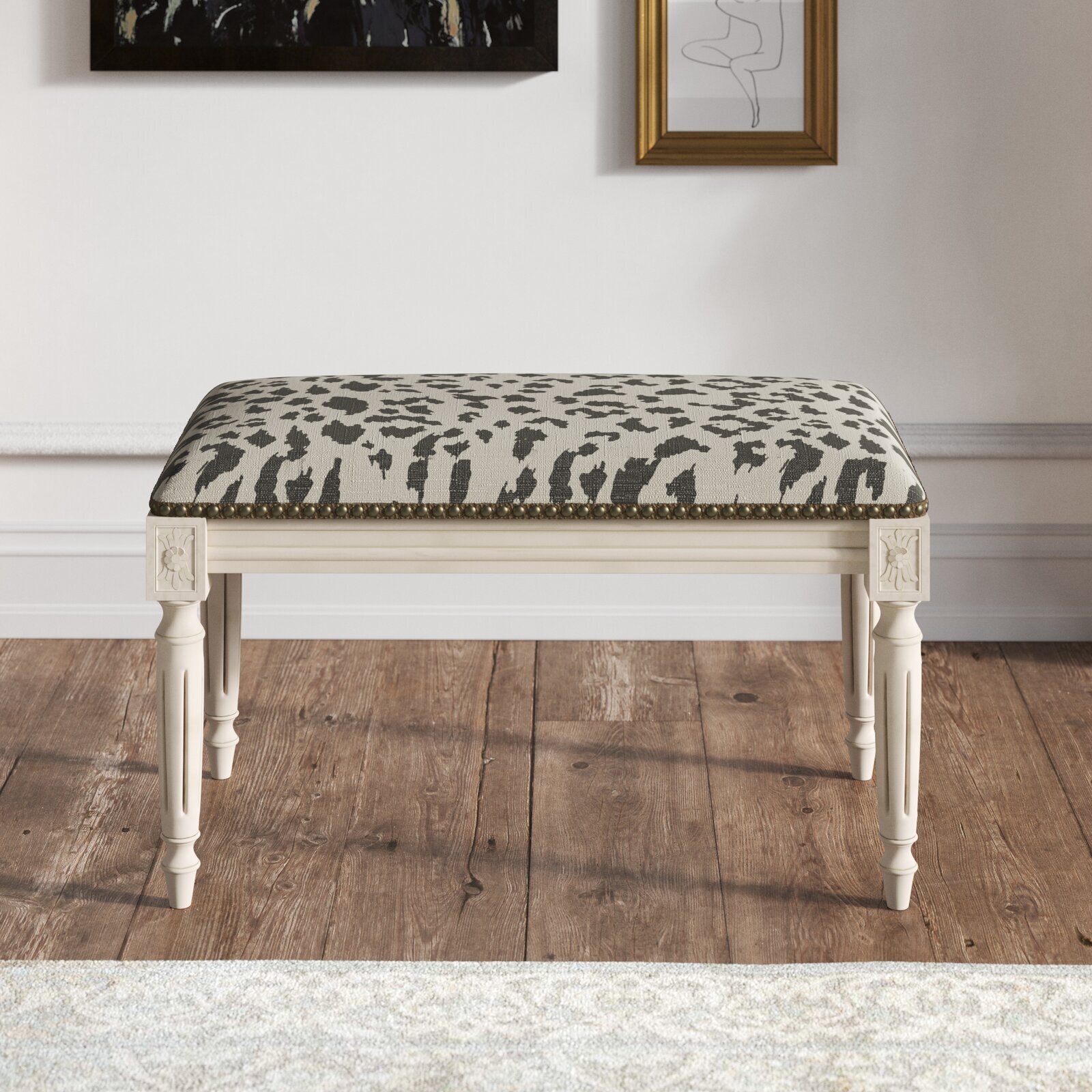 Decorative Leopard Print Bench