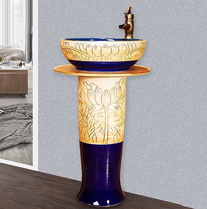 Decorative Pedestal Sink With Vessel Bowl