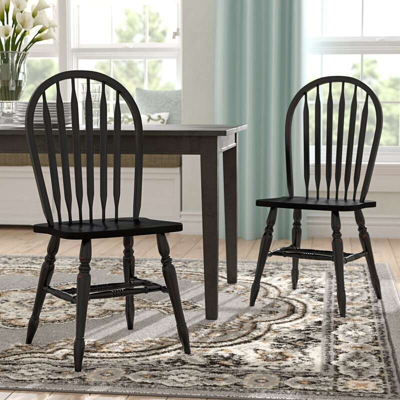 Decorative Windsor black dining chairs