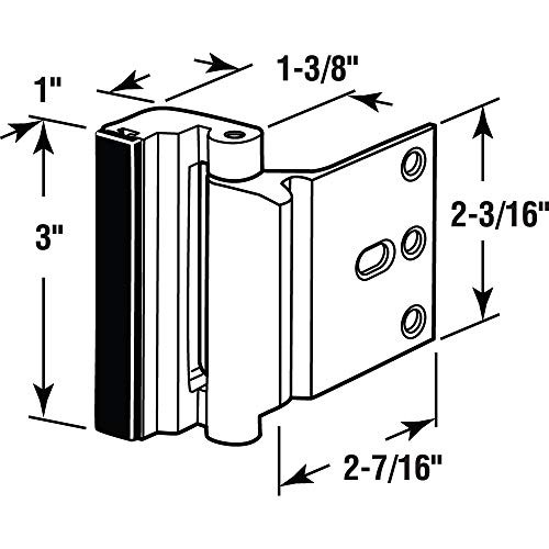 Defender Security Satin Nickel U 10827 Door Reinforcement Lock – Add Extra, High Security to your Home and Prevent Unauthorized Entry – 3” Stop, Aluminum Construction Finish