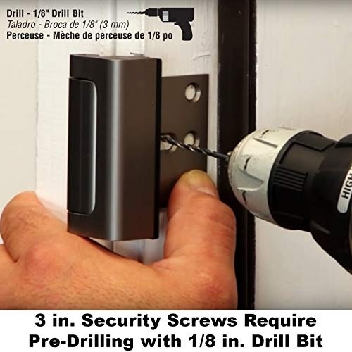 Defender Security Satin Nickel U 10827 Door Reinforcement Lock – Add Extra, High Security to your Home and Prevent Unauthorized Entry – 3” Stop, Aluminum Construction Finish