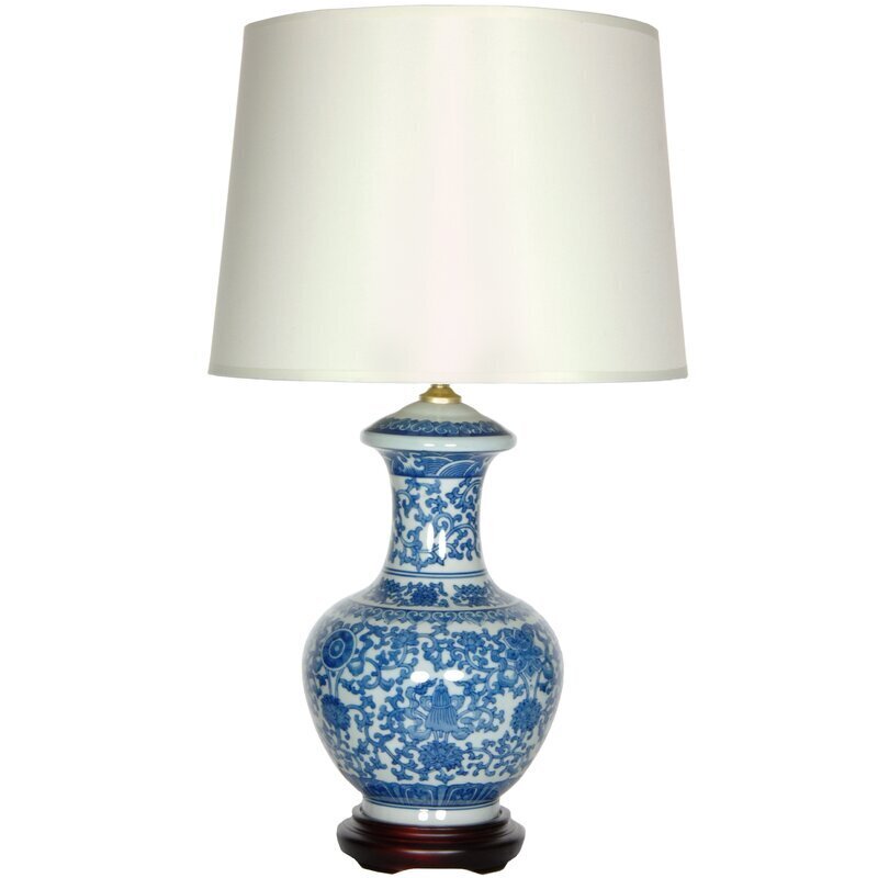 Delightful Floral Porcelain Oriental Table Lamp