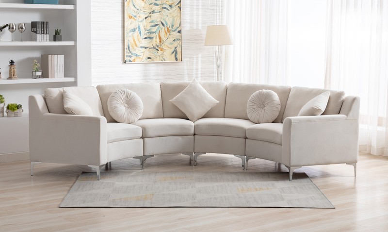 Demea 136" Wide Velvet Symmetrical Modular Corner Sectional