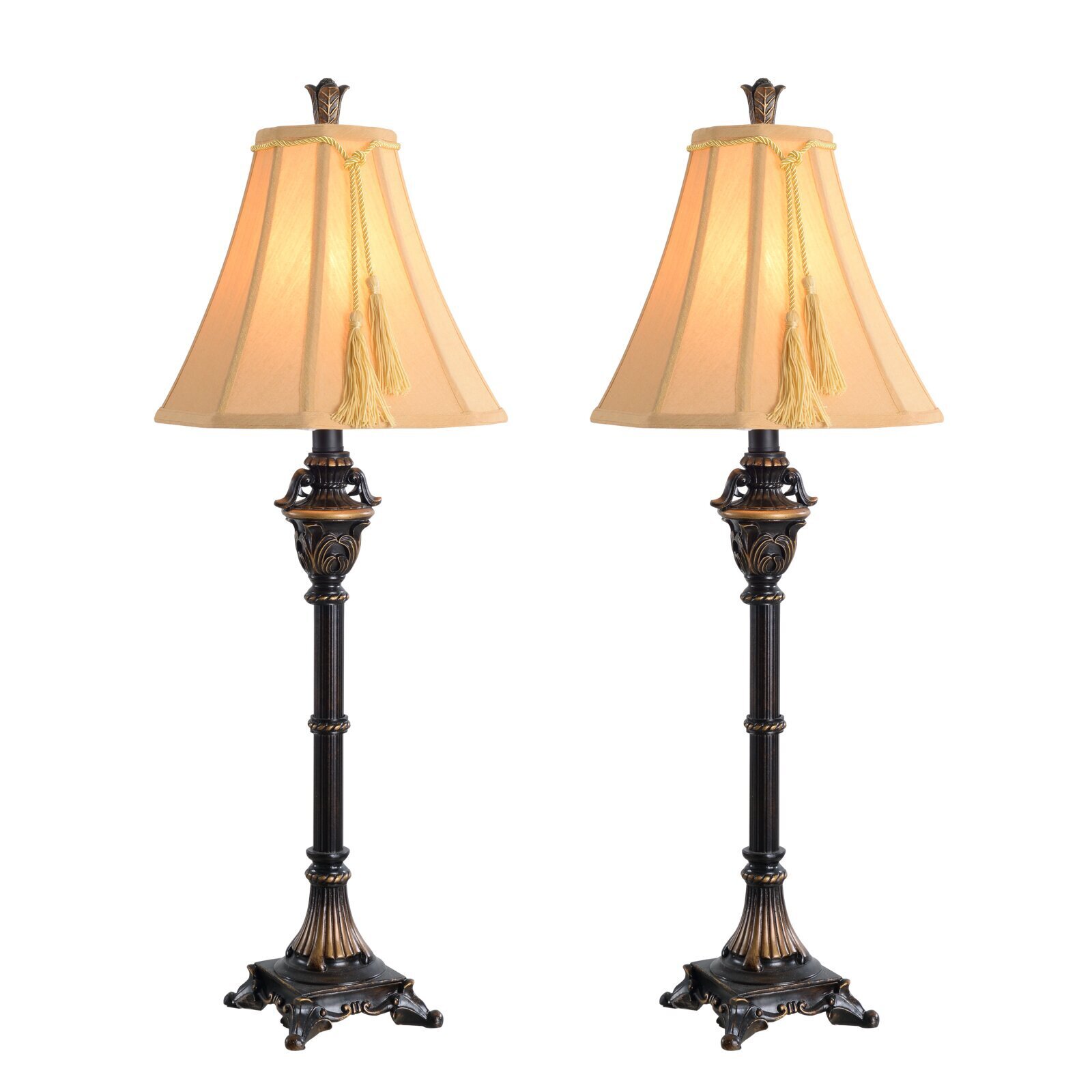 Detailed Bronze Tall Skinny Lamp