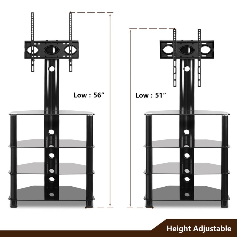 Dickenson Symple Stuff Black Swivel for Screens with Shelving, Holds up to 110 Lb. lbs