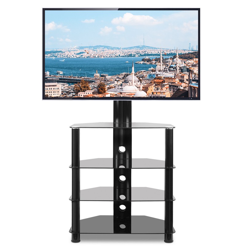 Dickenson Symple Stuff Black Swivel for Screens with Shelving, Holds up to 110 Lb. lbs