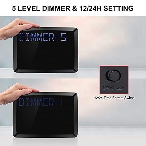 Digital Wall Clock, 11.5" Extra Large Display Calendar Alarm Day Clock with Date and Day of Week, Temperature, USB Charger & 3 Alarms, LED Desk Clock for Office,Living Room,Bedroom,Elderly