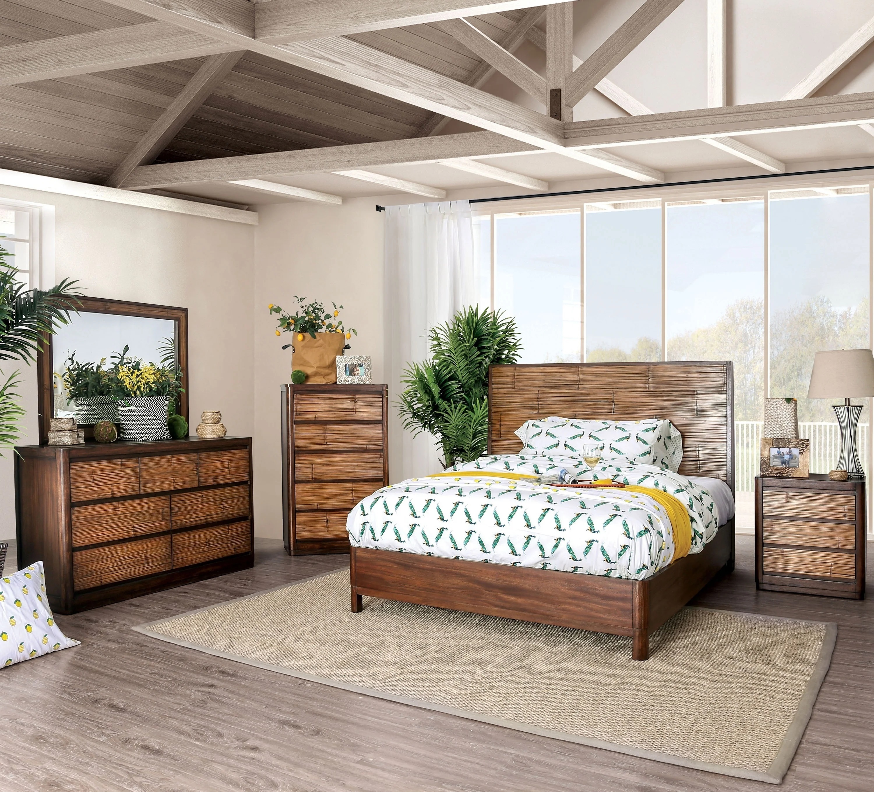 Distressed Bamboo Bedroom Furniture