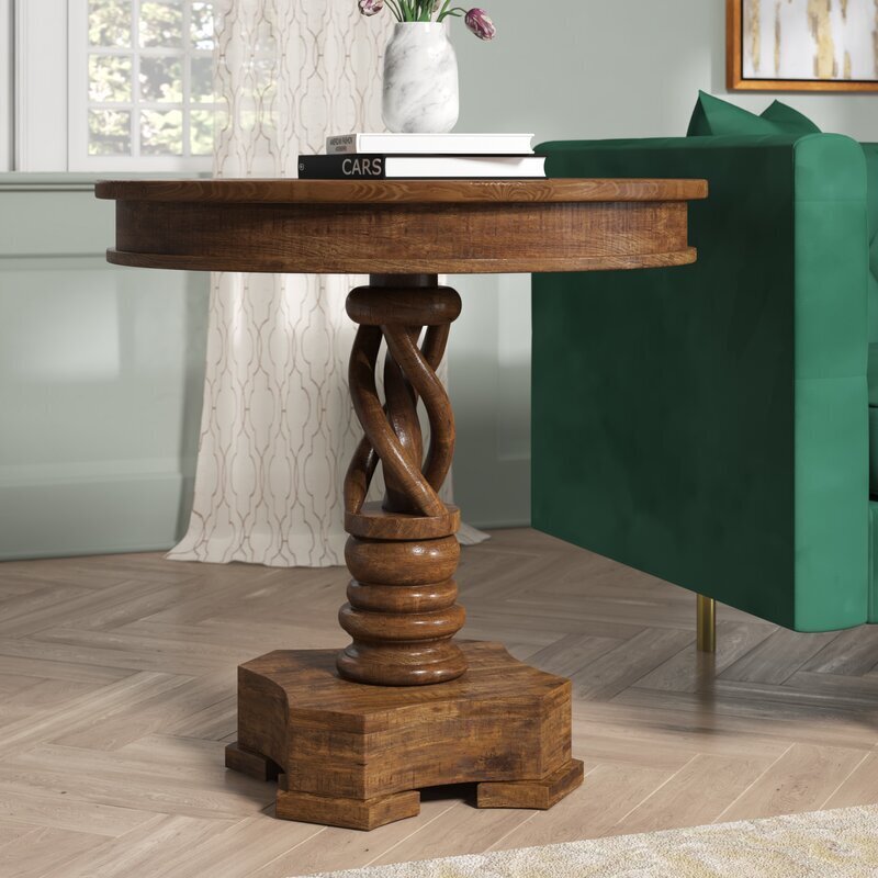 Distressed Decorative Antique Pedestal Table