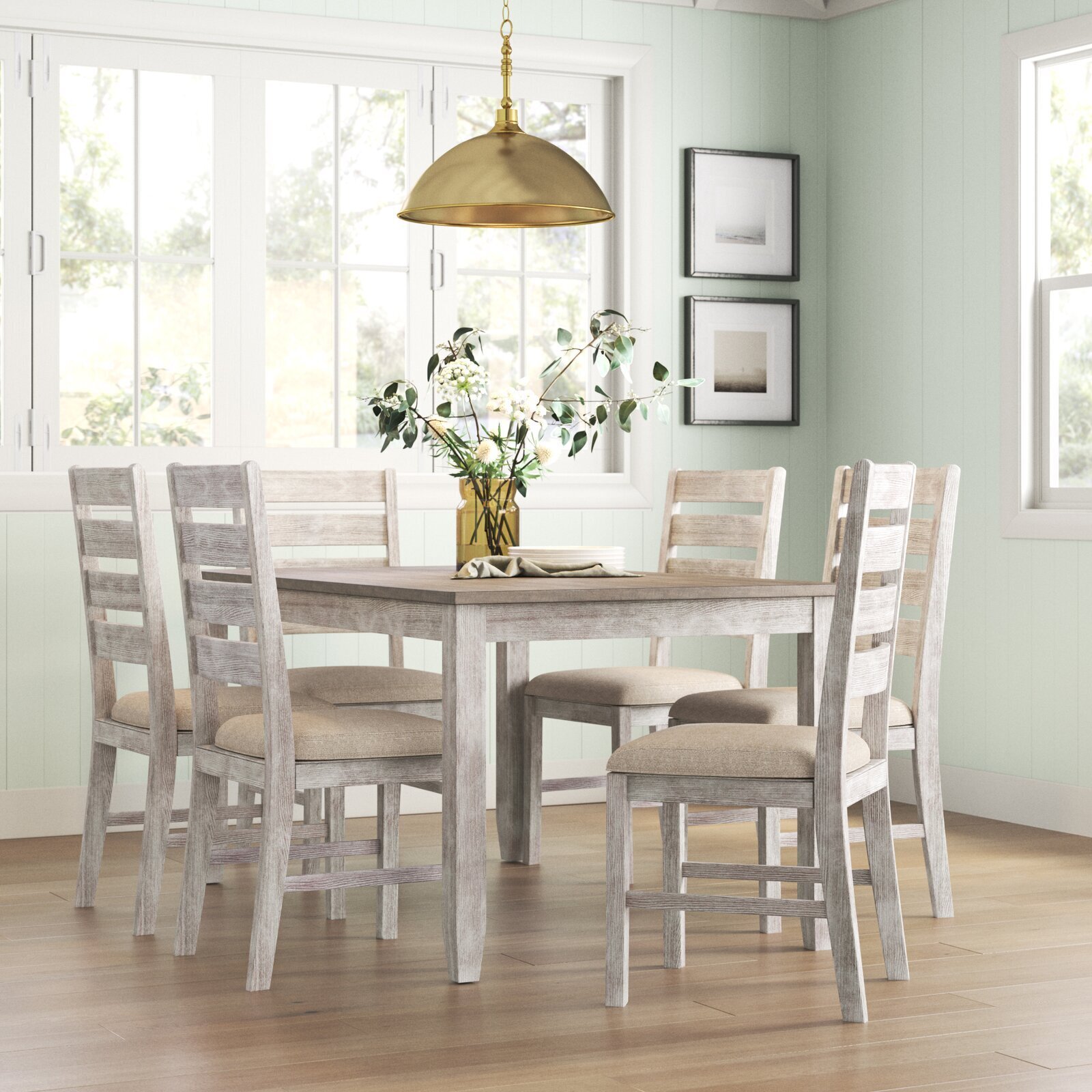Distressed Farmhouse Table and Chairs