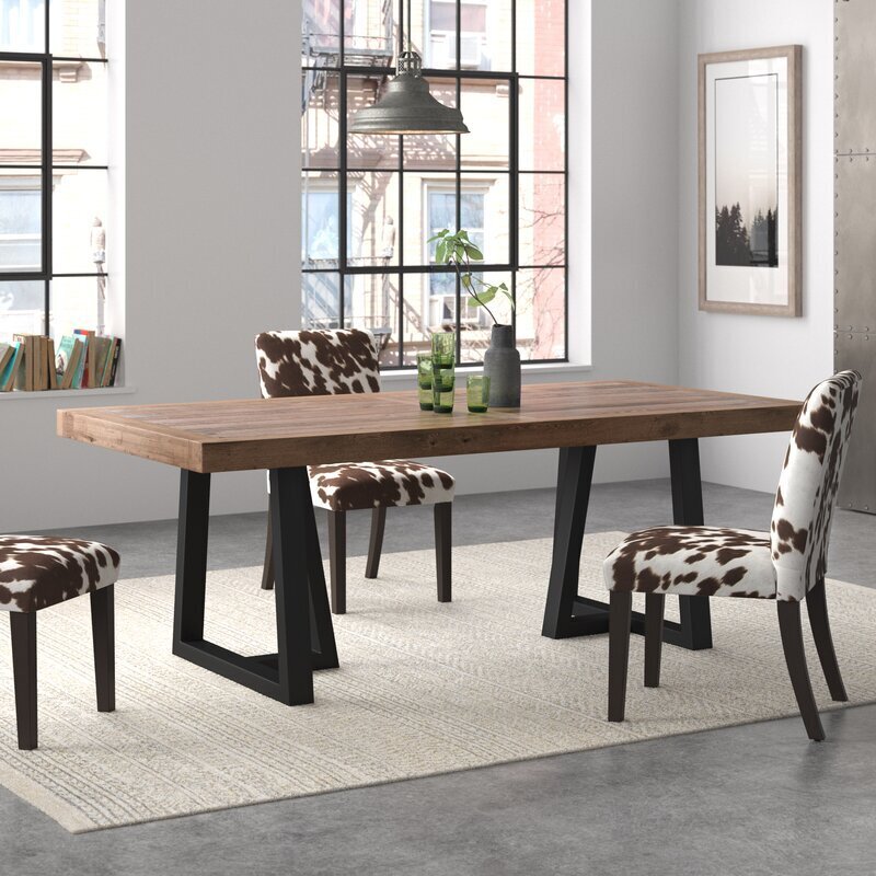 Distressed Finish Industrial Style Dining Table
