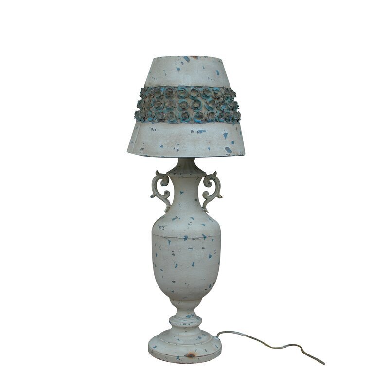Distressed metal antique rose lamp
