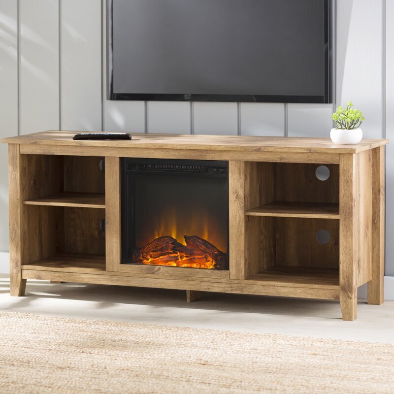 Distressed TV Stand with Fireplace for Flat Screen | Foter