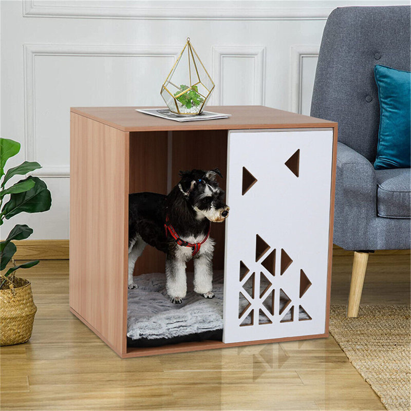Dog Crate Nightstand With Cushion Bed