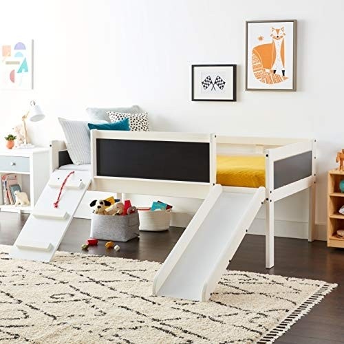 DONCO Twin Art Play Junior LOW LOFT, White Wash/Dark Grey
