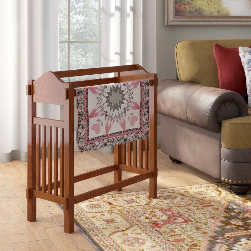 Double Sided Slim Wood Blanket Stand