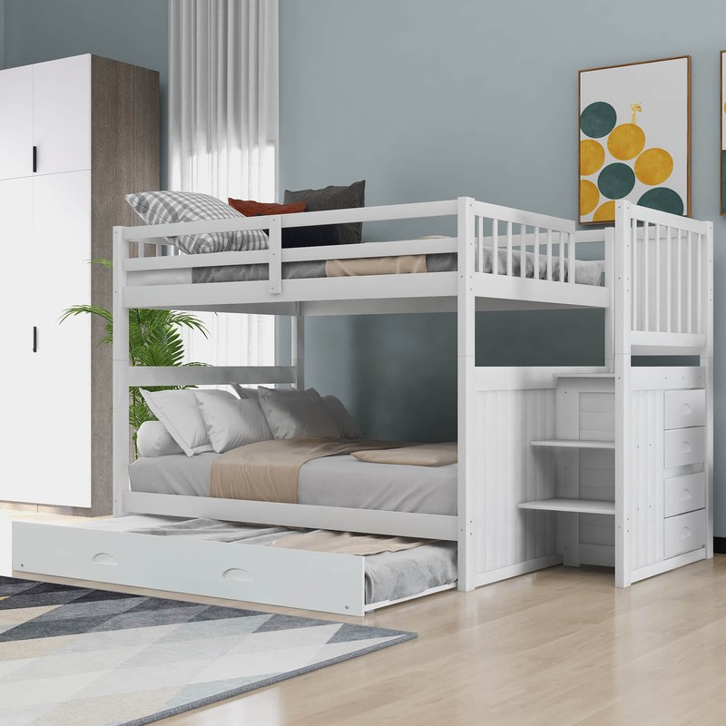 Dreer Full Over Full 4 Drawer Standard Bunk Bed with Trundle by Viv + Rae™