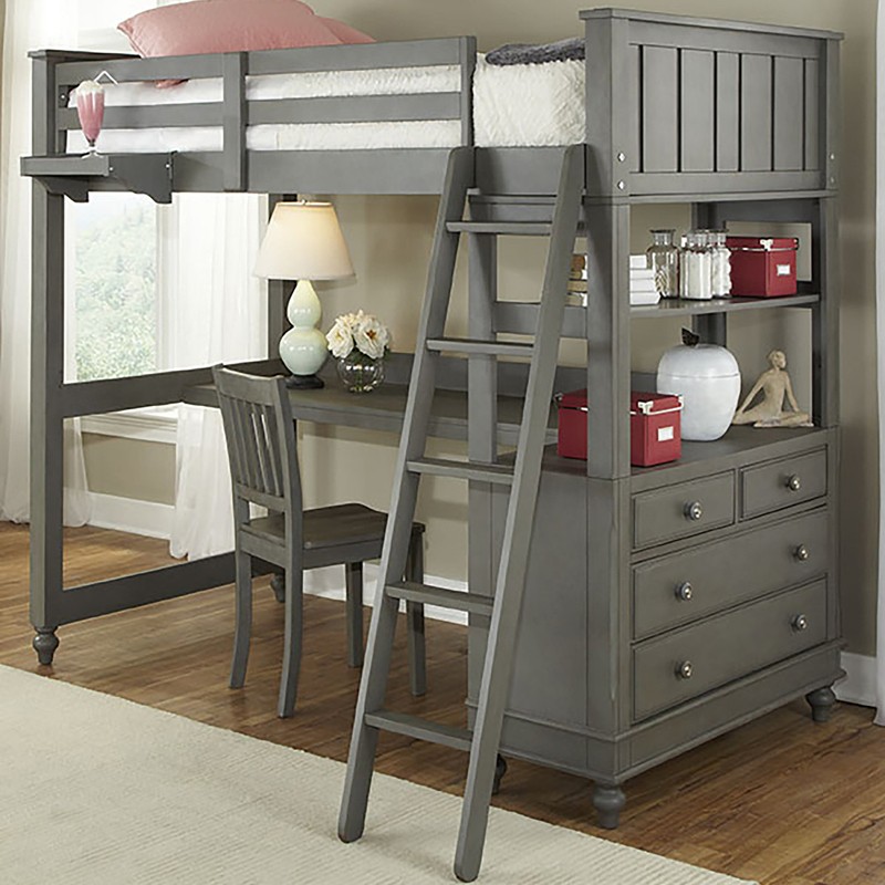 Durm Solid Wood Loft Bed with Built-in-Desk by Harriet Bee