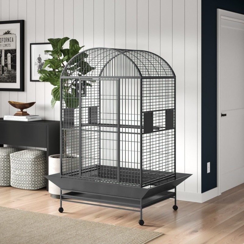 Dwight 65'' Iron Dome Top Floor Bird Cage with Wheels
