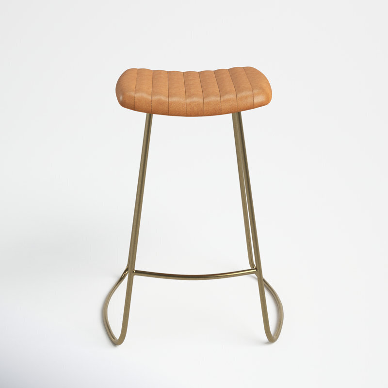 Eclectic Full Grain Leather Bar Stool