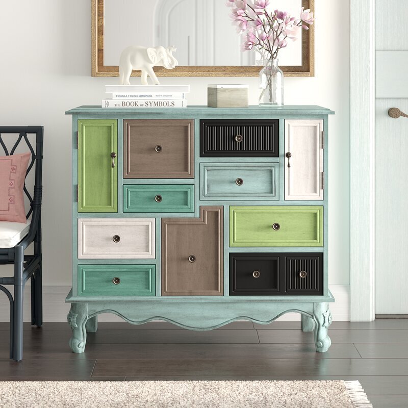 Eclectic hand painted accent cabinet