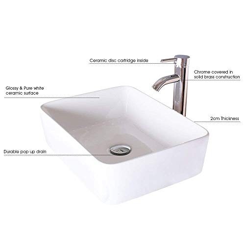 eclife 72” Bathroom Vanity Sink Combo Black W/Side Cabinet Vanity White Ceramic Vessel Sink and Chrome Bathroom Solid Brass Faucet and Pop Up Drain, W/Mirror (2T03 2B02 2B11)