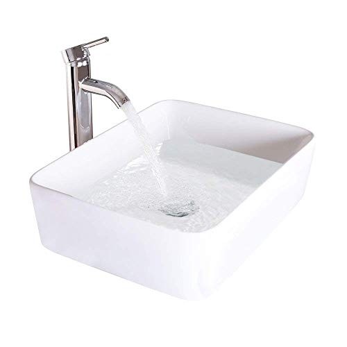 eclife 72” Bathroom Vanity Sink Combo Black W/Side Cabinet Vanity White Ceramic Vessel Sink and Chrome Bathroom Solid Brass Faucet and Pop Up Drain, W/Mirror (2T03 2B02 2B11)