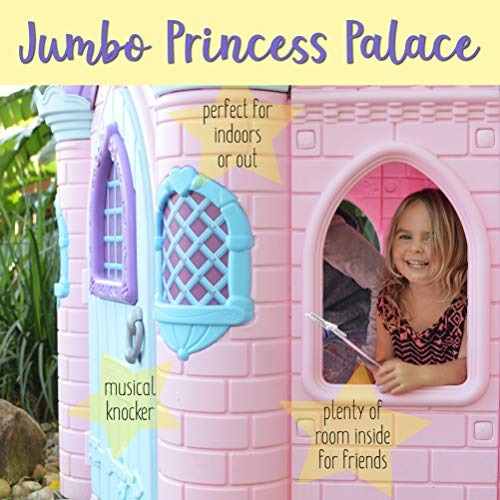 Large Outdoor Playhouses For Big Kids Ideas On Foter   Ecr4kids Jumbo Princess Palace Playhouse Pink Castle Play House With Turrets And Flags Full Sized Door With Musical Doorknob Indoor Or Outdoor Play Over 8 Feet Tall 1 