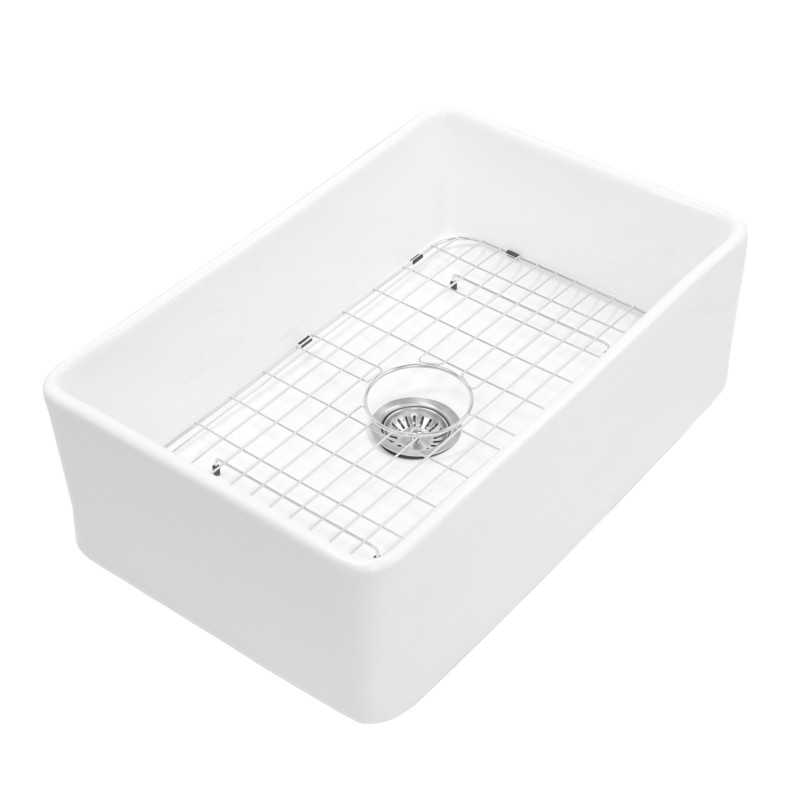 Edgware 30" L x 20" W Farmhouse Kitchen Sink With Basket Strainer