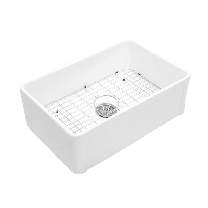 Edgware 30" L x 20" W Farmhouse Kitchen Sink With Basket Strainer