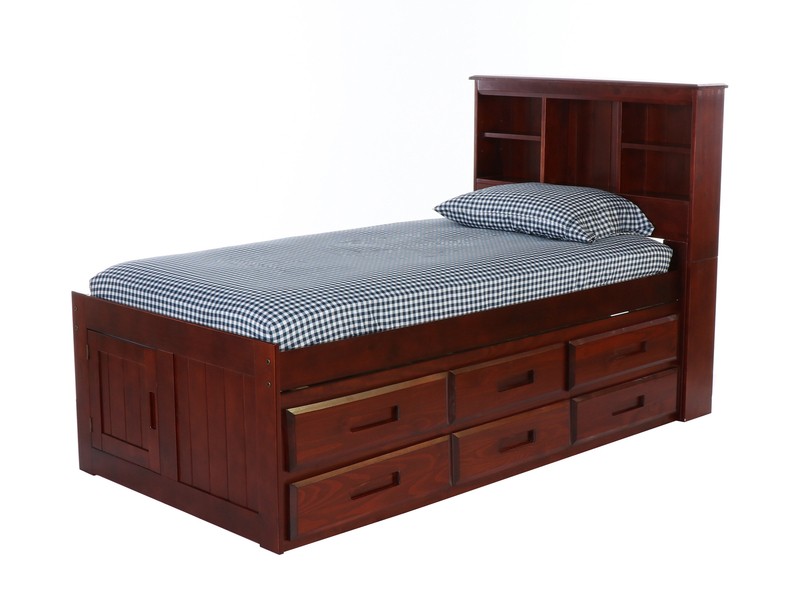Edrock 12 Drawer Solid Wood Bed with Bookcase by Harriet Bee