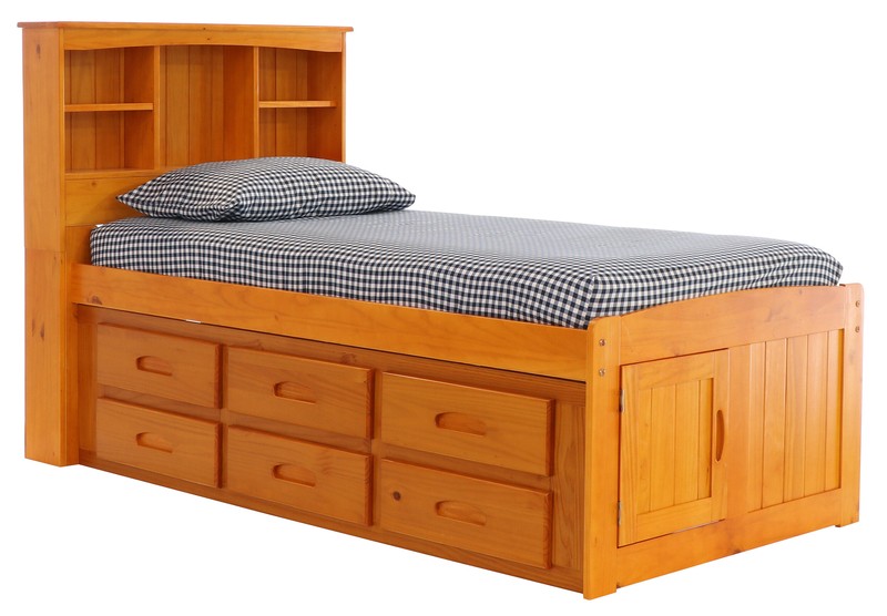 Edrock 12 Drawer Solid Wood Bed with Bookcase by Harriet Bee