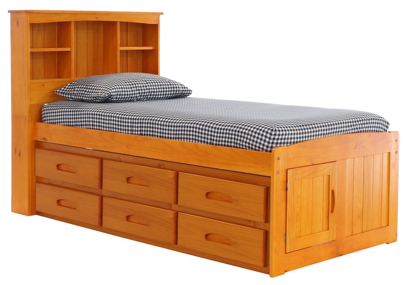 Edrock 12 Drawer Solid Wood Bed with Bookcase by Harriet Bee