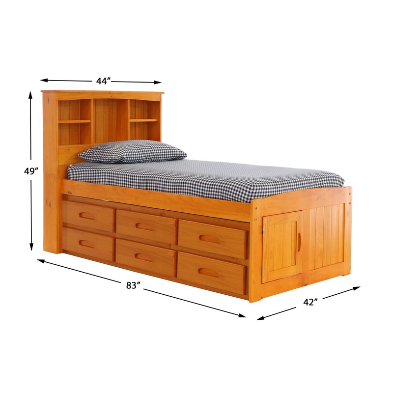 Edrock 12 Drawer Solid Wood Bed with Bookcase by Harriet Bee