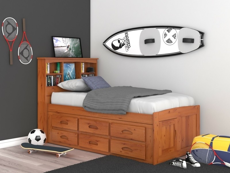 Edrock 12 Drawer Solid Wood Bed with Bookcase by Harriet Bee